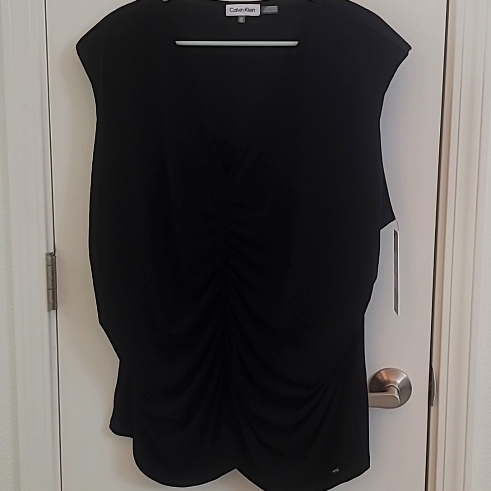 Calvin Klein Ruched Sleeveless Blouse Size 2X